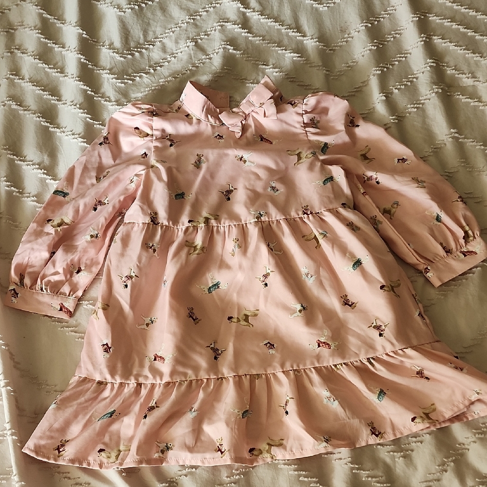 Janie and Jack Pink Dress with Fun Dog Print